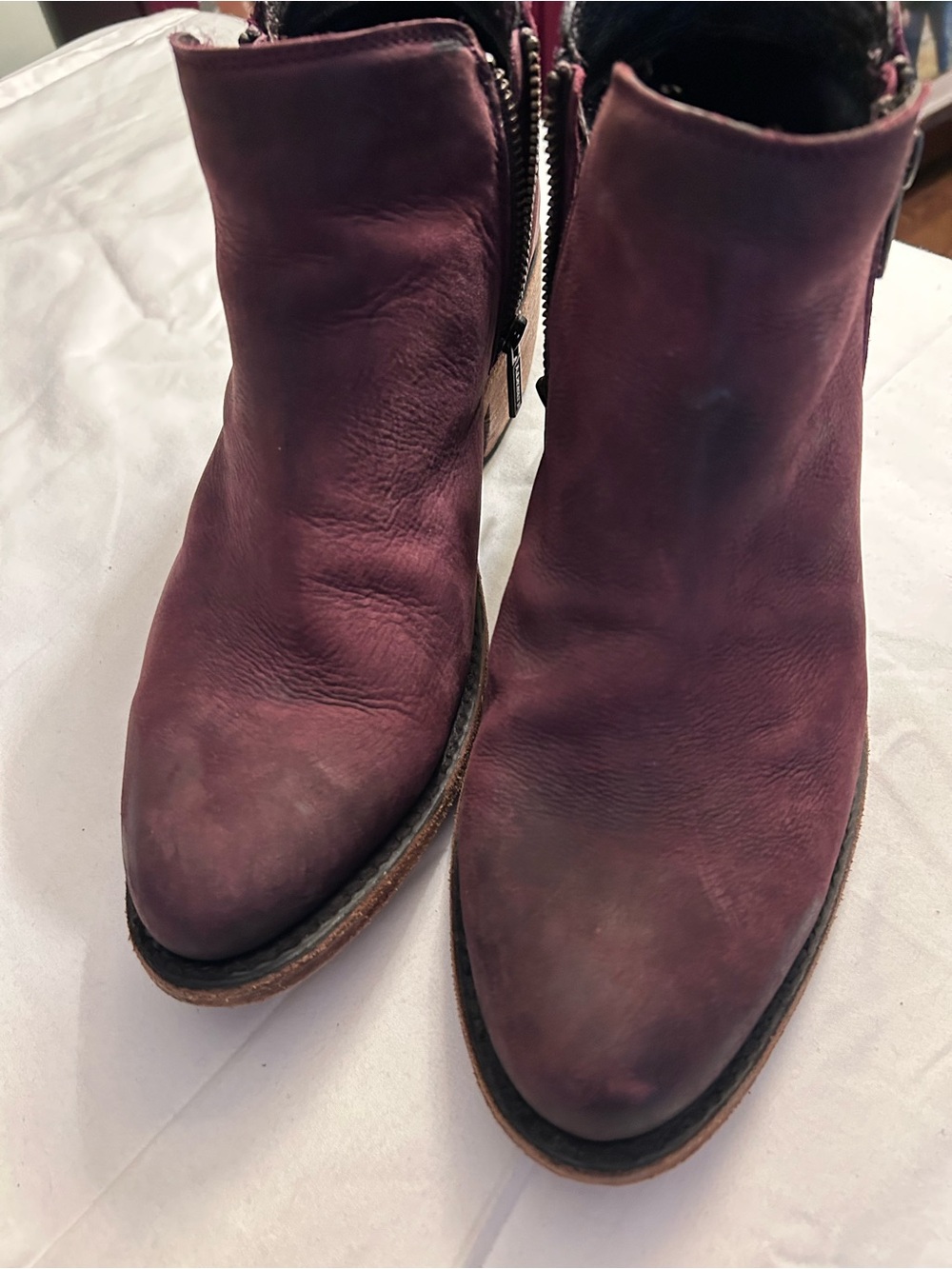 LIBERTY Black Women's Burgundy Leather Ankle Boots with Side Zip